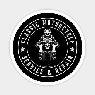 Classic Motorcycle Service & Repair Skeleton Front Magnet